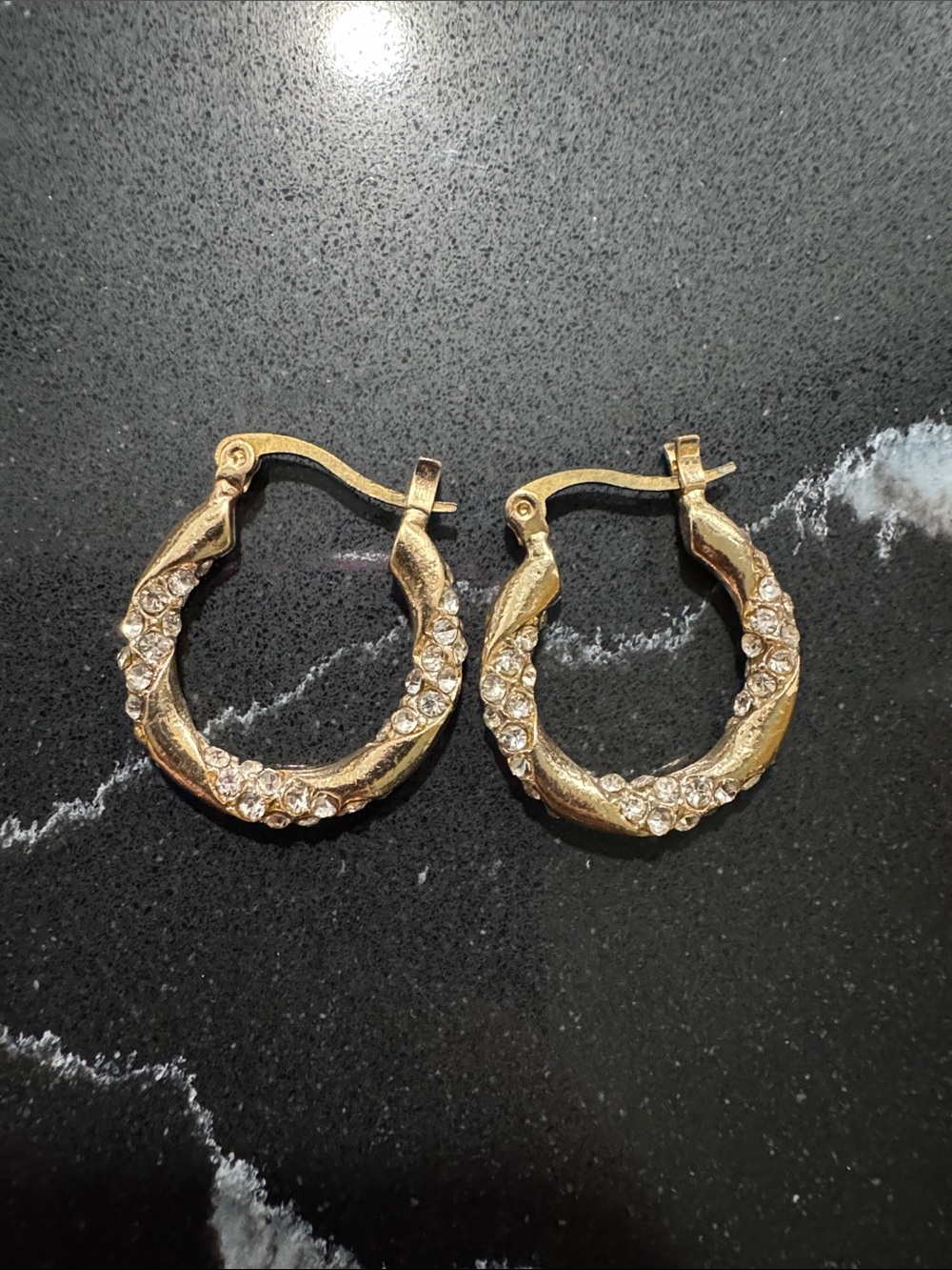 Gold Crystal-Accented Hoop Earrings for Women